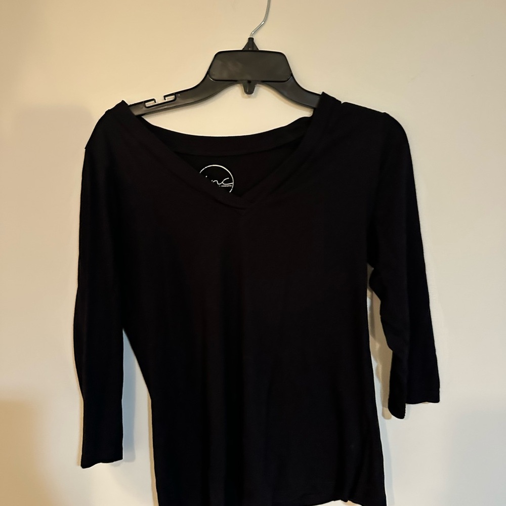Black V-Neck Women's Top